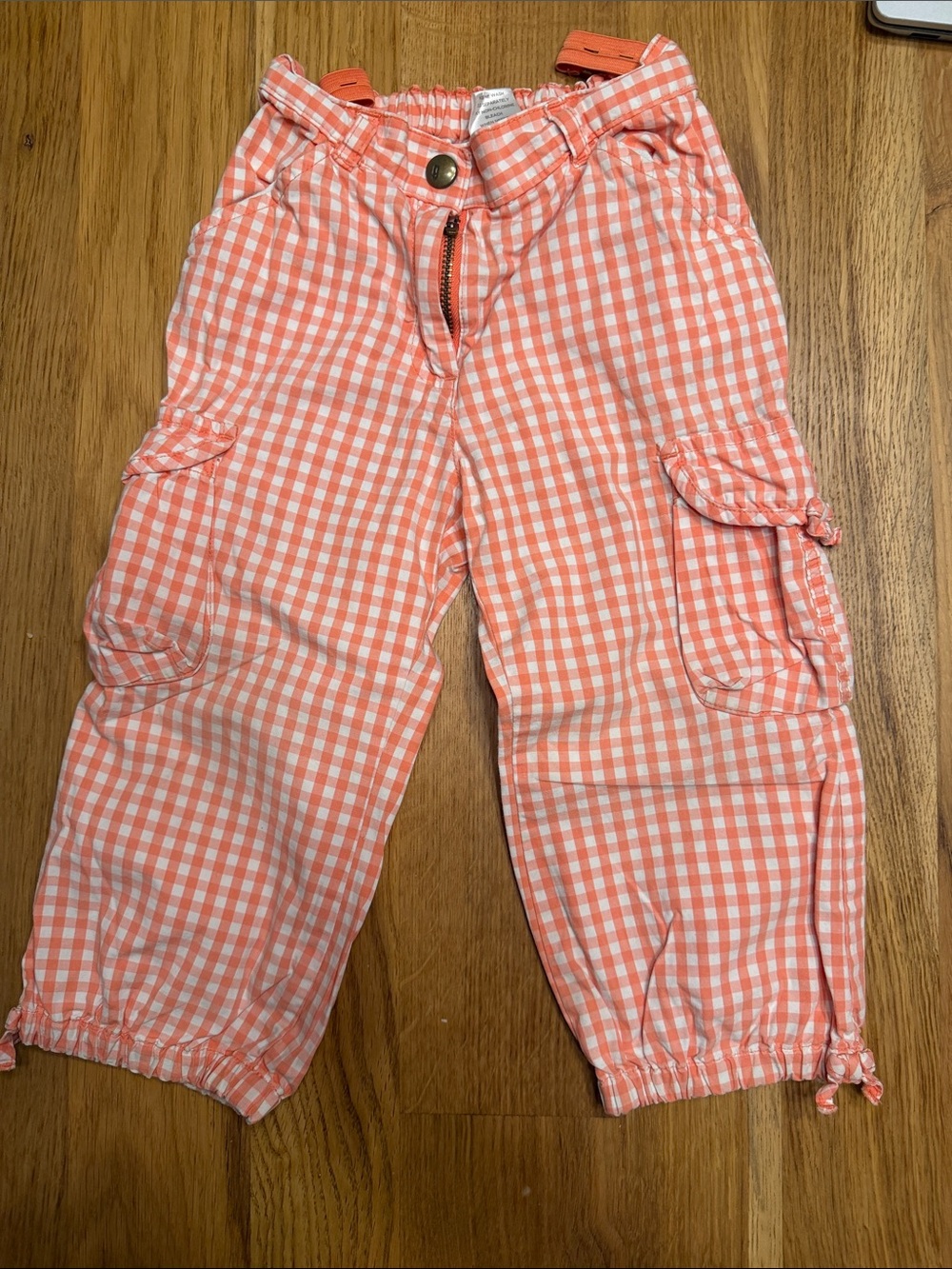 Gymboree 2T Girls Pink Gingham Cargo Pants